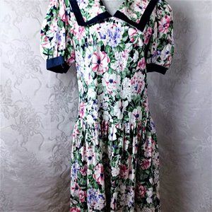 Vintage Paquette Too! Floral Dress 1990s Size 14 - image 1